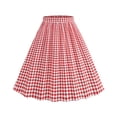 thumbnail image 2 of Jsaierl Women's Gingham Print A-Line Skirt, Elastic Waist Flared Midi Skirt, Casual Vintage Skirt for Picnic Daily Wear, 2 of 9