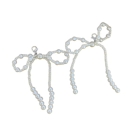 FENOHREFE 1 Pair Lovely Bowknot Phone Pendant Beaded Keyrings Bag Accessory Elegant Bag Ornament Shoe Pendant for Any Occasion