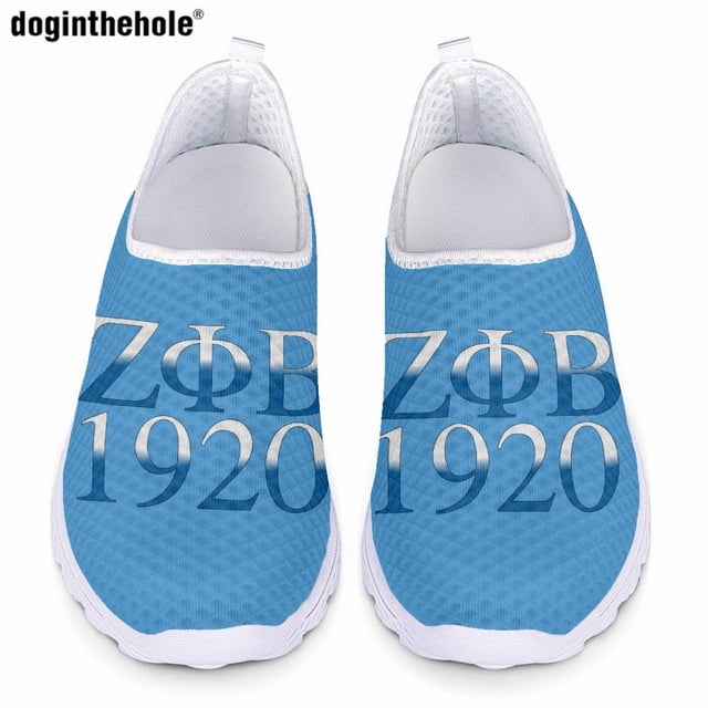 Zapatillas de deporte informales de verano Doginthehole para mujer, zapatos planos sin cordones de malla ligera y transpirable de la hermandad Phi Beta Sigma