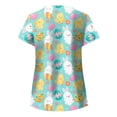 thumbnail image 4 of Blusa con cuello en V de manga corta para mujer, uniforme con bolsillos estampados de Pascua, blusa de enfermería Fridja  bn6087, 4 of 4