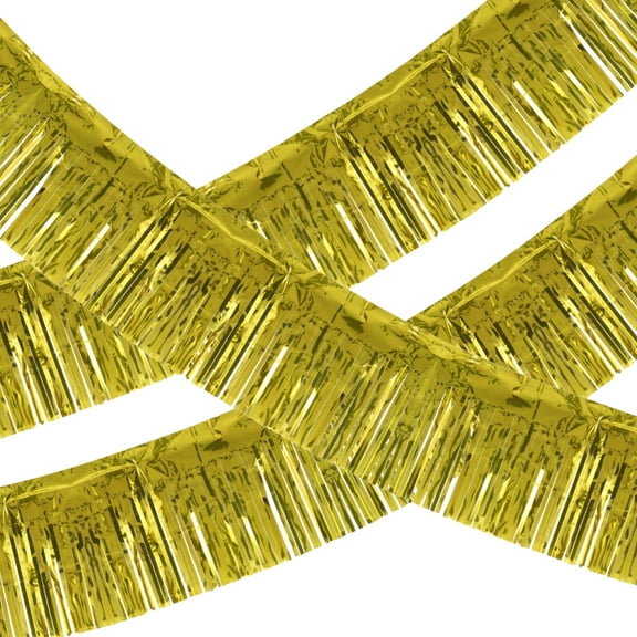 Foil Fringe Garland 10Ft Gold Metallic Tinsel Streamers for Christmas New Year Party 3 Pcs