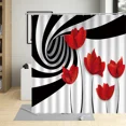 thumbnail image 4 of Red Flowers Poppy Floral Pattern Shower Curtains Bathroom r Waterproof Bathtub Polyester Fabric Bath Curtains With, 4 of 7