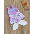 thumbnail image 3 of Baby Girl Cute Swimsuit Fish Scale Shell Pearl Print One-Piece Swimwear with Mermaid Tail, 3 of 7