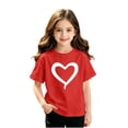 thumbnail image 5 of Girls 2-11 Years Short Sleeve T-Shirt Cute Heart Print Casual Crew Neck Summer Top for Kids Red 3 Years, 5 of 5