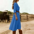 thumbnail image 7 of Guieoi Womens Dresses Summer 2026 Fall Round-Neck Maxi Dress Blue XL, 7 of 7