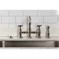 thumbnail image 3 of Kingston Brass KS7276BEXBS Essex Two-Handle 4-Hole Deck Mount Bridge Kitchen Faucet with Brass Side Sprayer in Polished Nickel, 3 of 8
