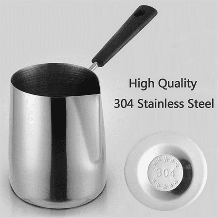 Stainless Steel Butter and Coffee Warmer,Turkish Pot,Mini Melting Pot Milk with Spout -(350ML)