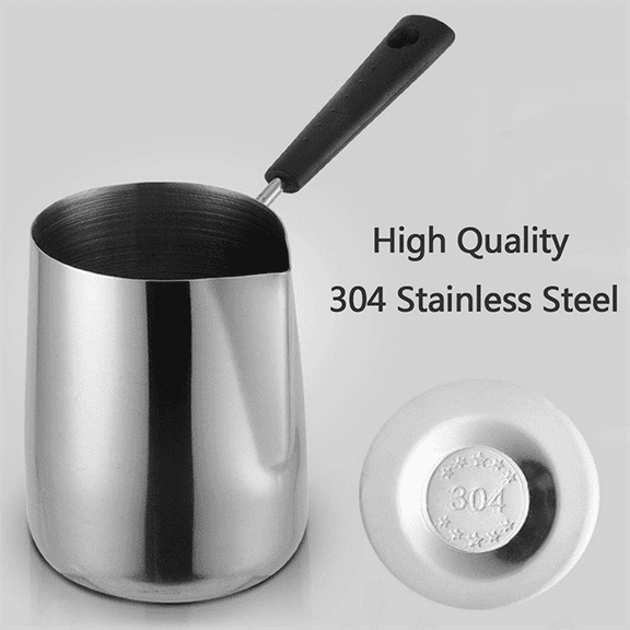Stainless Steel Butter and Coffee Warmer,Turkish Pot,Mini Melting Pot Milk with Spout -(350ML)
