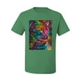 thumbnail image 3 of Colorful Cat Portrait | Cat Lover Owner | Dean Russo Art Animal Lover Men's T-Shirt, Kelly, M, 3 of 5
