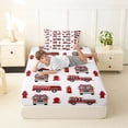 thumbnail image 4 of Erosebridal Cartoon Fire Engine Twin Sheet Sets, Truck Theme Bedding for Boys, Red White, 1 Flat Sheet, 1 Fitted Sheet and 1 Pillowcase, 4 of 5