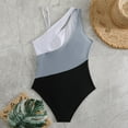 thumbnail image 4 of Uaswgudfs Womens One-Shoulder Swimsuit with Diagonal Strap & Color-Blocked Design - Quick-Dry Swimwear for Active Beach/Pool Days Gray 2XL, 4 of 7