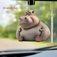 thumbnail image 7 of 100Fens Cute Hippo Nap Time Acrylic Pendant Key Chain Car Rearview Mirror Accessories Backpack, 7 of 7