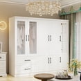 thumbnail image 2 of Idealcabin Freestanding Wardrobe Armoire With Drawers, Modern Bedroom Wardrobe Closet for Hanging Clothes, Wood Cabinet with Shelves, 2 of 7
