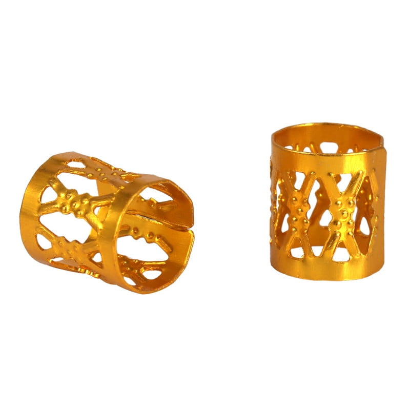 Aluminum Dreadlock Beads Metal Hair Cuffs Hair Braiding Beads Decoration  Accessories 100Pcs Gold 