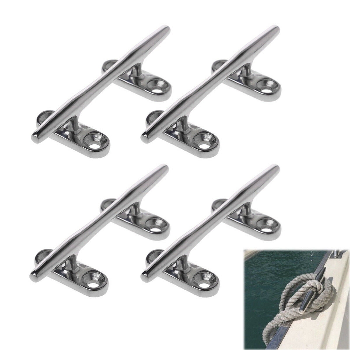 4pcs Open Base Cleat 5 inch Boat Dock Cleats Marine 316 Stainless Steel