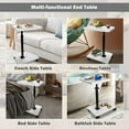 thumbnail image 3 of Yabanana C Table End Table Adjustable Height, 360°Swivel Tray Table for Small Spaces, Couch Tables That slide under, C Shaped Side Tables for Sofa, Bed,Chair, Snack (White), 3 of 7
