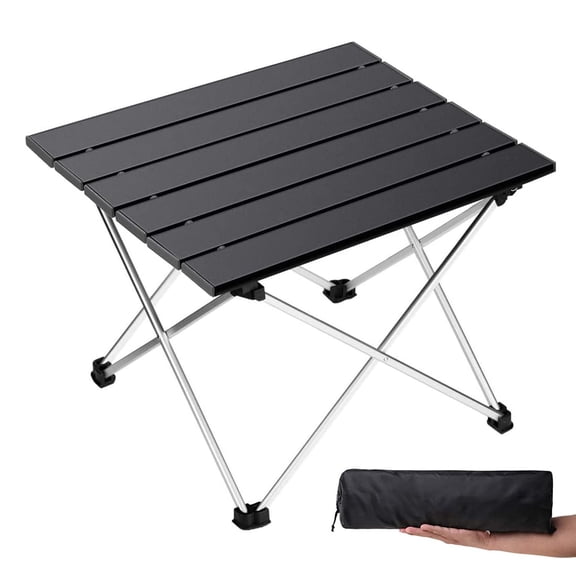 Portable Camping Table, Folding Beach Table Easy to Carry, Perfect for Outdoor, Picnic, BBQ, Cooking, Festival, Beach, Home Use (Black)
