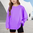 thumbnail image 3 of HAOTAGS Girls Boys Soft Long-Sleeve Tee, Casual Unisex Lightweight Pullover Tops Purple 6 Years, 3 of 10