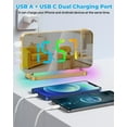 thumbnail image 4 of Wiher Projection Alarm Clock,7.4 in LED Mirror Digital Clocks Projection on Ceiling Wall,with RGB Night Light,USB C Charging Port,Auto Dimming,Modern Desk Clock for Bedroom Decor - Gold, 4 of 9