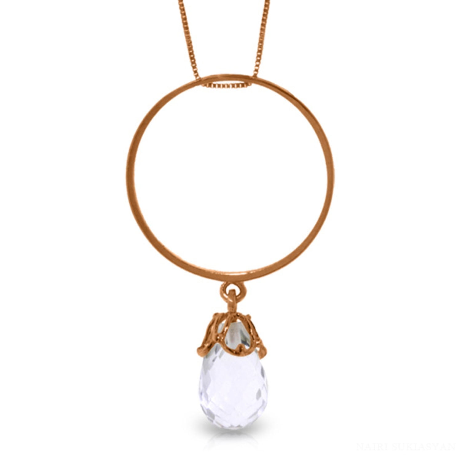 Galaxy Gold 14K Solid Gold 3 Carat Natural Topaz Necklace for Women - Rose Gold Fine Jewelry