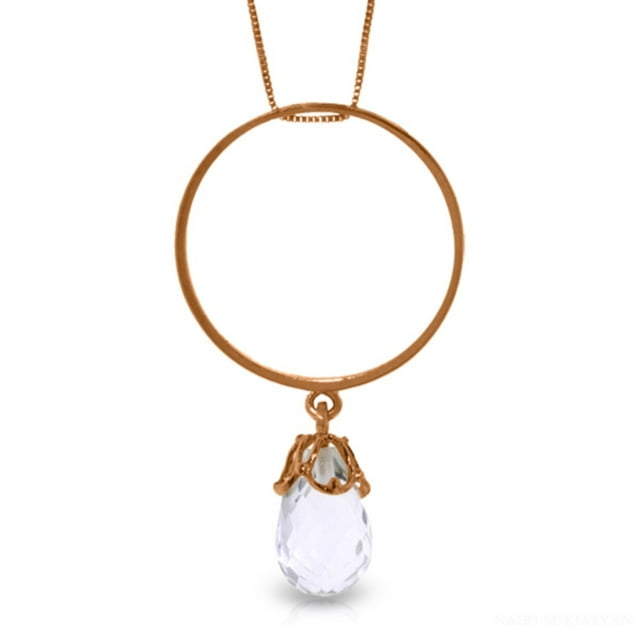 Galaxy Gold 3 Carat 14k 16" Solid Rose Gold Necklace with Natural Rose Topaz Charm Circle Pendant