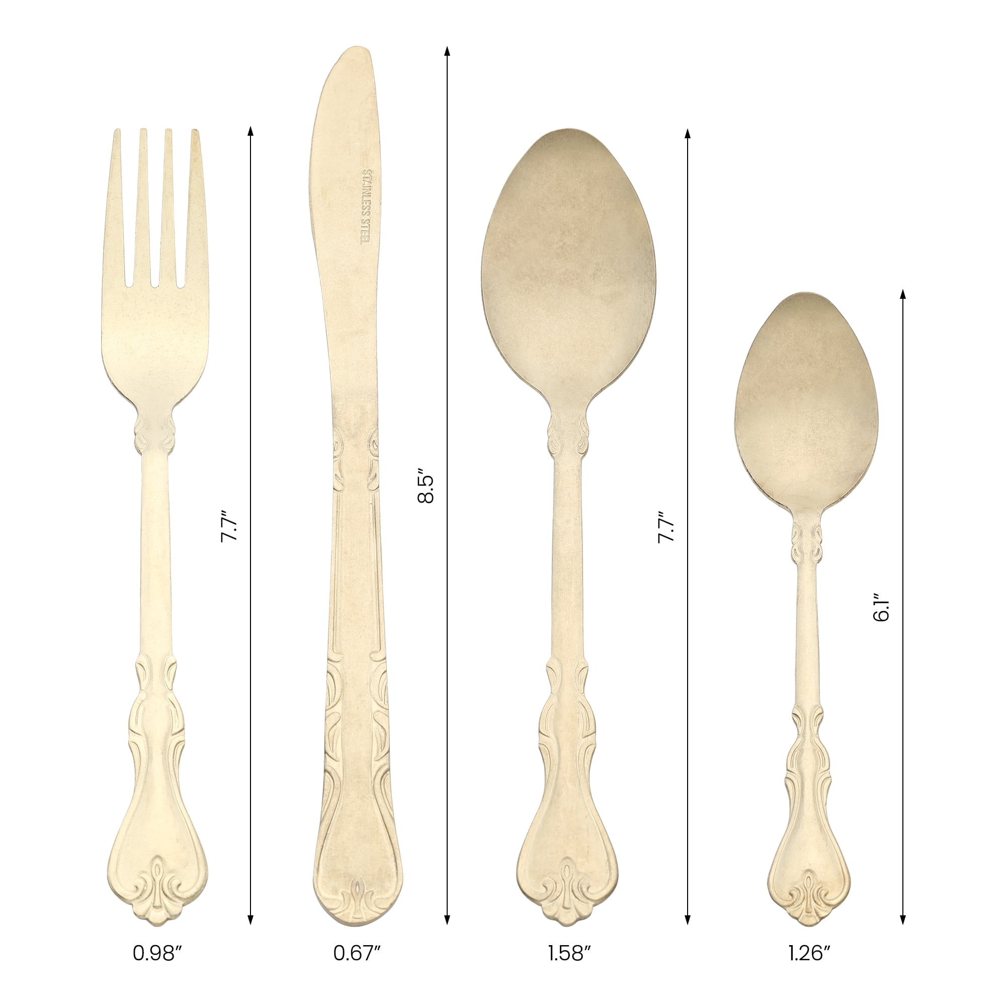 Unique Bargains Durable and Elegant Stainless Steel Silverware Set Champagne 4pcs