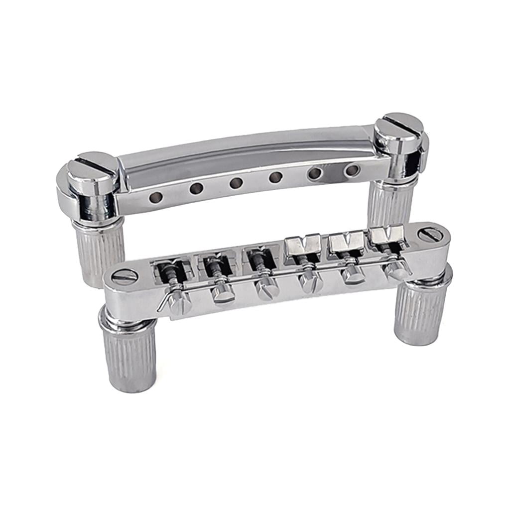Yihuala Metal Roller Saddle Bridge & Tailpiece Replacement 6 String Electric Guitar Tune-O-Matic Bridge Guitar Parts Easy to Use