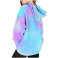 thumbnail image 5 of Children's Hoodies Casual Long Sleeve Gradient Color Pullover Tops Loose Comfortable Daily Hooded Sweatshirt with Pockets Blue 14 Years, 5 of 5