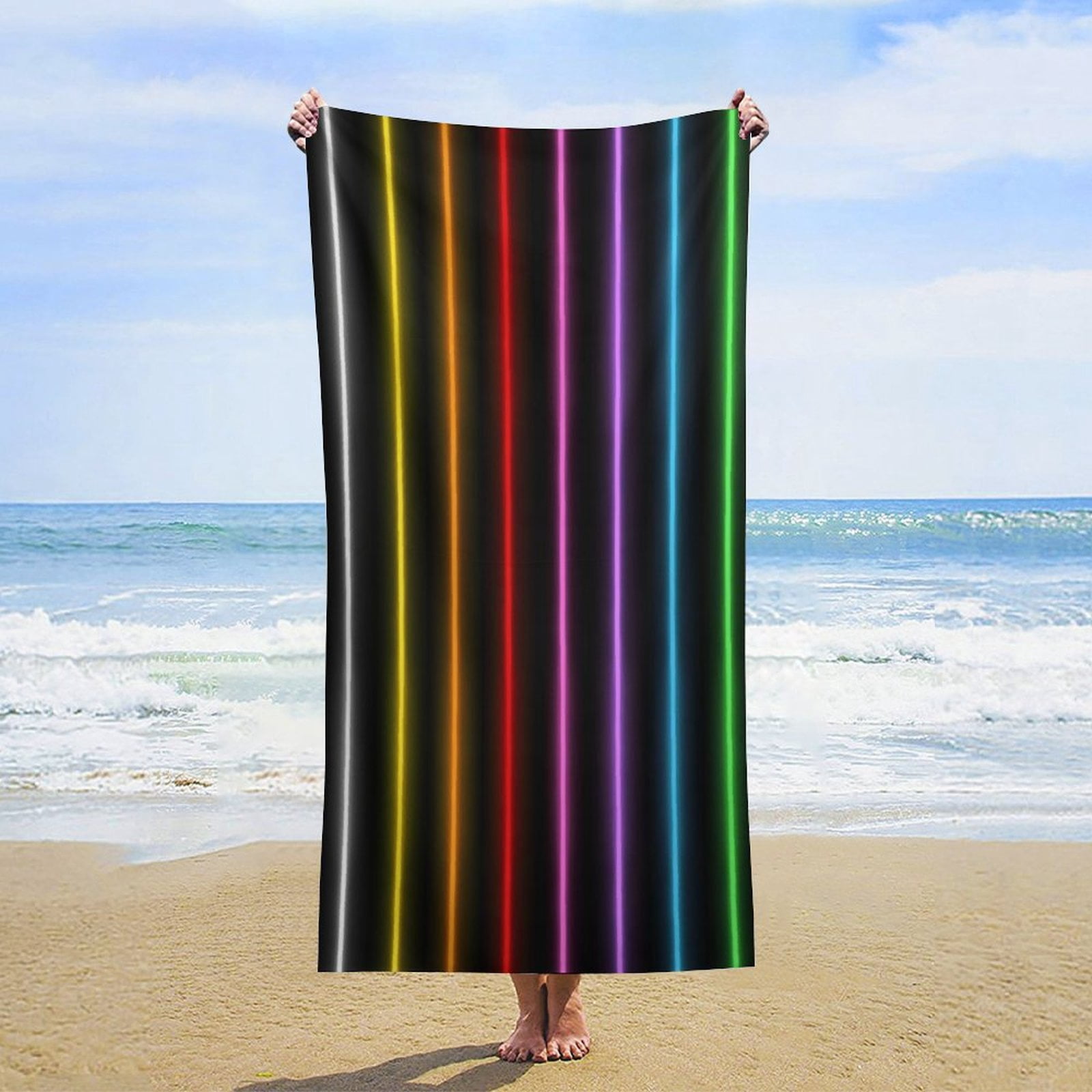 3D Abstract Lines Oversized -Washed Lightweight Quick Dry Beach Towels - 32"x63"