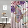 thumbnail image 2 of Awypu Shower Curtain Set Butterfly Floral Watercolor Butterfly Flowers Pink Purple Butterfly Spring White, 2 of 7