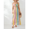 thumbnail image 4 of Lucakuins Vestido sin mangas para mujer, sin mangas, con cuello en V, estampado gráfico, vestido maxi de verano para vacaciones Lucakuins moda, 4 of 9