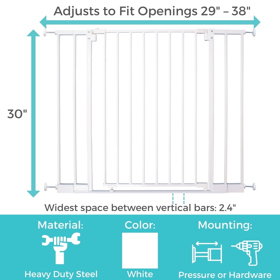 Toddleroo by North States StepSafe Auto-Close Gate for Toddlers and Babies, White