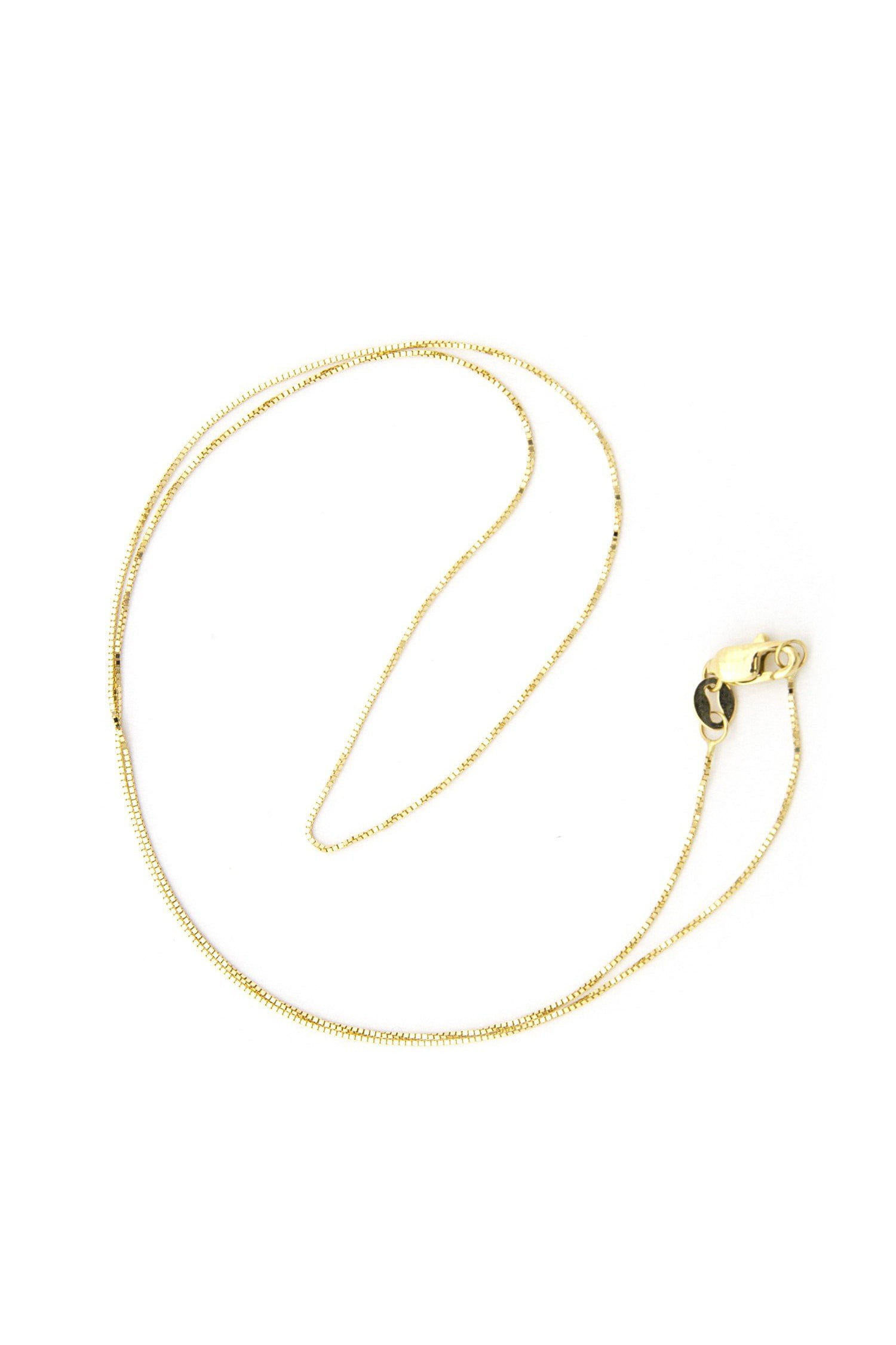 18k Necklace Box Chain in White Gold Yellow Gold Choice of Lengths 16 18 20 24 and 0.5mm