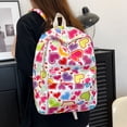 thumbnail image 3 of Mochila de viaje informal con estampado de corazones coloridos, mochila escolar para niñas, 3 of 7