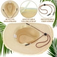 thumbnail image 5 of EINSKEY Straw Cowboy Hat with Fringe Shapeable Brim, Beach Cowgirl Hat with Chin Strap, Beige, 5 of 7