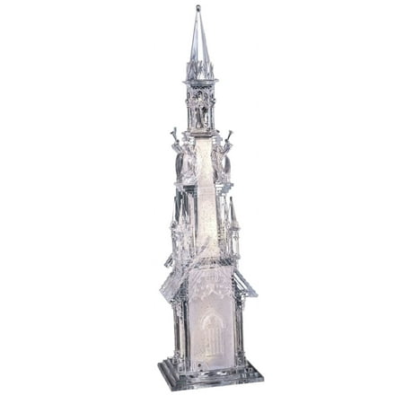 CC Christmas Decor LED Lighted Clear Cathedral with Angels Christmas Figurine - 19" - Set of 2