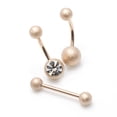 thumbnail image 1 of Belly Button Ring and Tongue Ring Barbell Package of 3 Sand Finish CZ Jewelry, 1 of 17