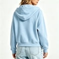 thumbnail image 6 of Crewneck Sweatshirt Women Ndbuld Women's Fashion Solid Color Long Sleeve Hooded Pocket Zipper Drawstring Pocket Tops Sweatshirts Light Blue,XL, 6 of 6