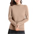 thumbnail image 4 of Women's 100% Cotton Seamless Sweater Mock Neck Long Sleeve Ribbed Knitted Pullover Tops, 4 of 7
