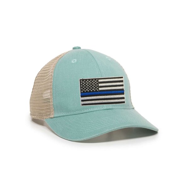 Womens Thin Blue Line USA Flag Ponytail Mesh Back Cap