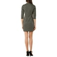 thumbnail image 3 of MODA NOVA Junior's Vintage Mock Neck 3/4 Sleeve Slim Plaid Dress Black Beige XXL, 3 of 5