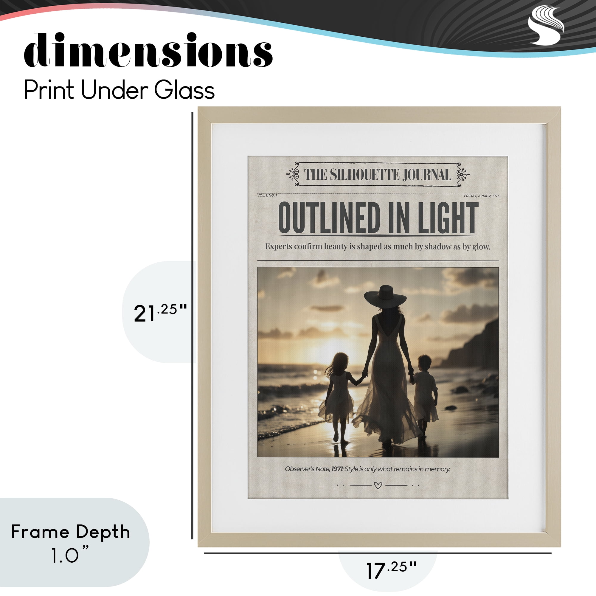 Stupell Industries Outlined In Light Newspaper Birch Framed Print Under Glass, design by A Barefoot Stylist
