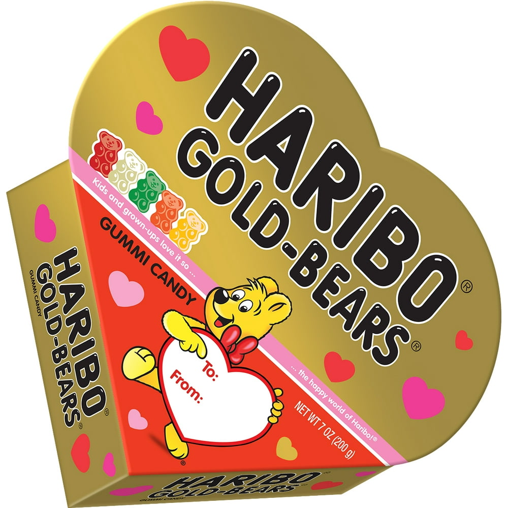 Haribo GoldBears FatFree Gummi Candy in Valentine Heart Box, 7 Oz