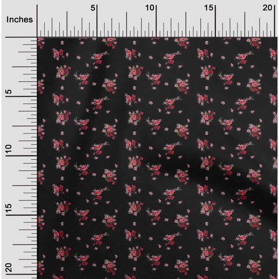 oneOone Silk Tabby Fabric Leaves & Flower Floral Printed Fabric 1 Yard 42 Inch Wide