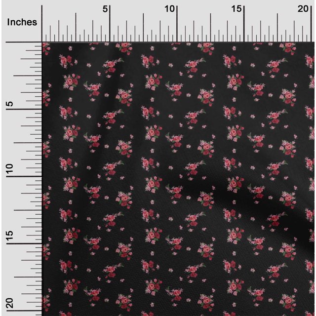 oneOone Georgette Viscose Fabric Leaves & Flower Floral Printed Craft Fabric BTY 42 Inch Wide