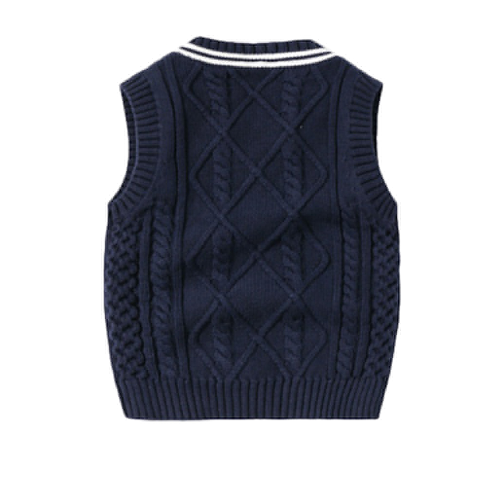 thumbnail image 2 of Toddler Boy Girl V-Neck Sweater Vest Infant Baby Simple Knit Waistcoat,6M-3T, 2 of 3
