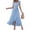 *Sky Blue, variant on U Women Summer Bohemian Floral Wrap V Neck Ruffle Cap Sleeveless Dress with Belt ,Casual A-Line Pleated Hem Midi Sun Dress Hot Pink,Womens Plus M