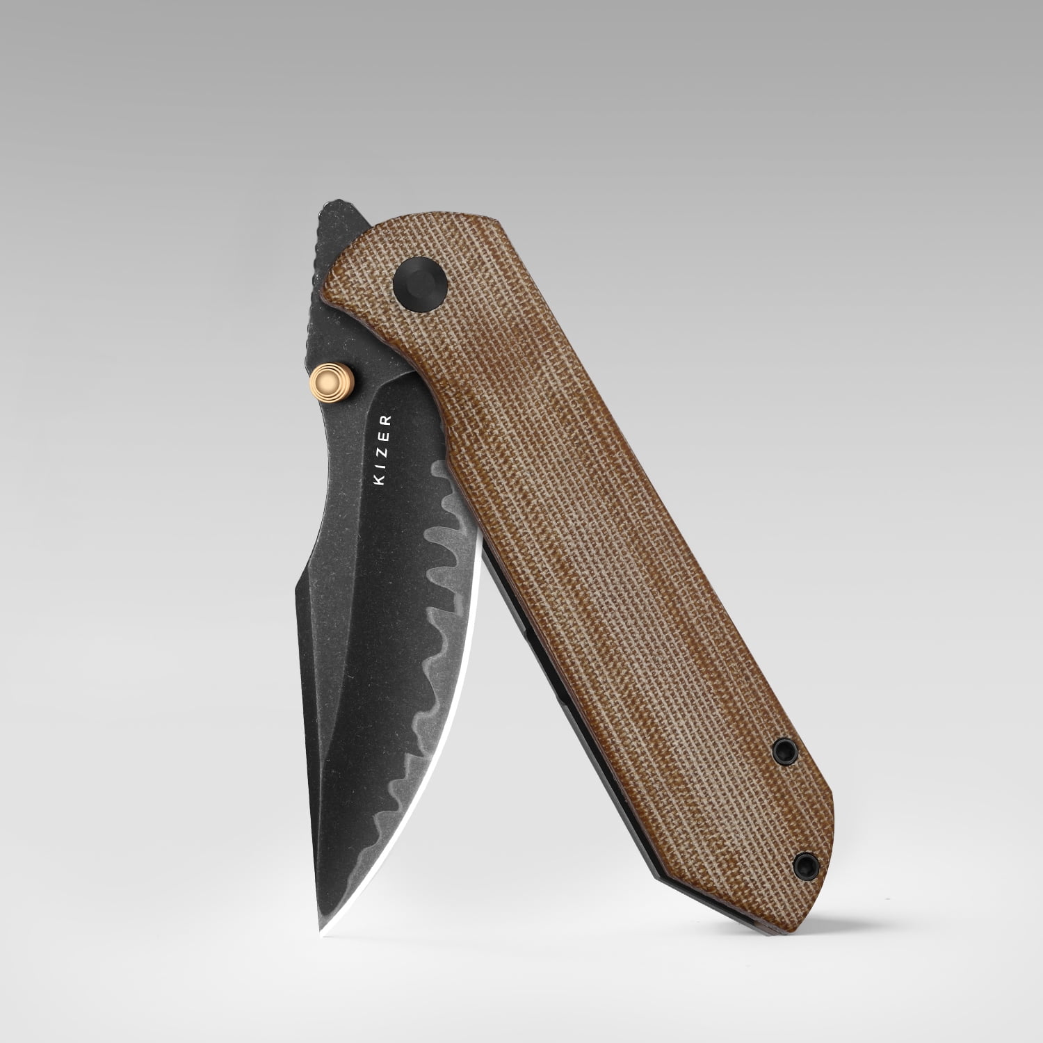 Kizer Harpoon Fold Folding Knife composite steel Blade Titanium & Micarta Handle Ki4784A4