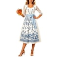 thumbnail image 5 of BRGZLK Women's German Dirndl Dress Trendy Novel Oktoberfest Costume Square Neck Lace Trim Bavarian Beer Carnival Halloween Outfit Light Blue A 2XL, 5 of 6