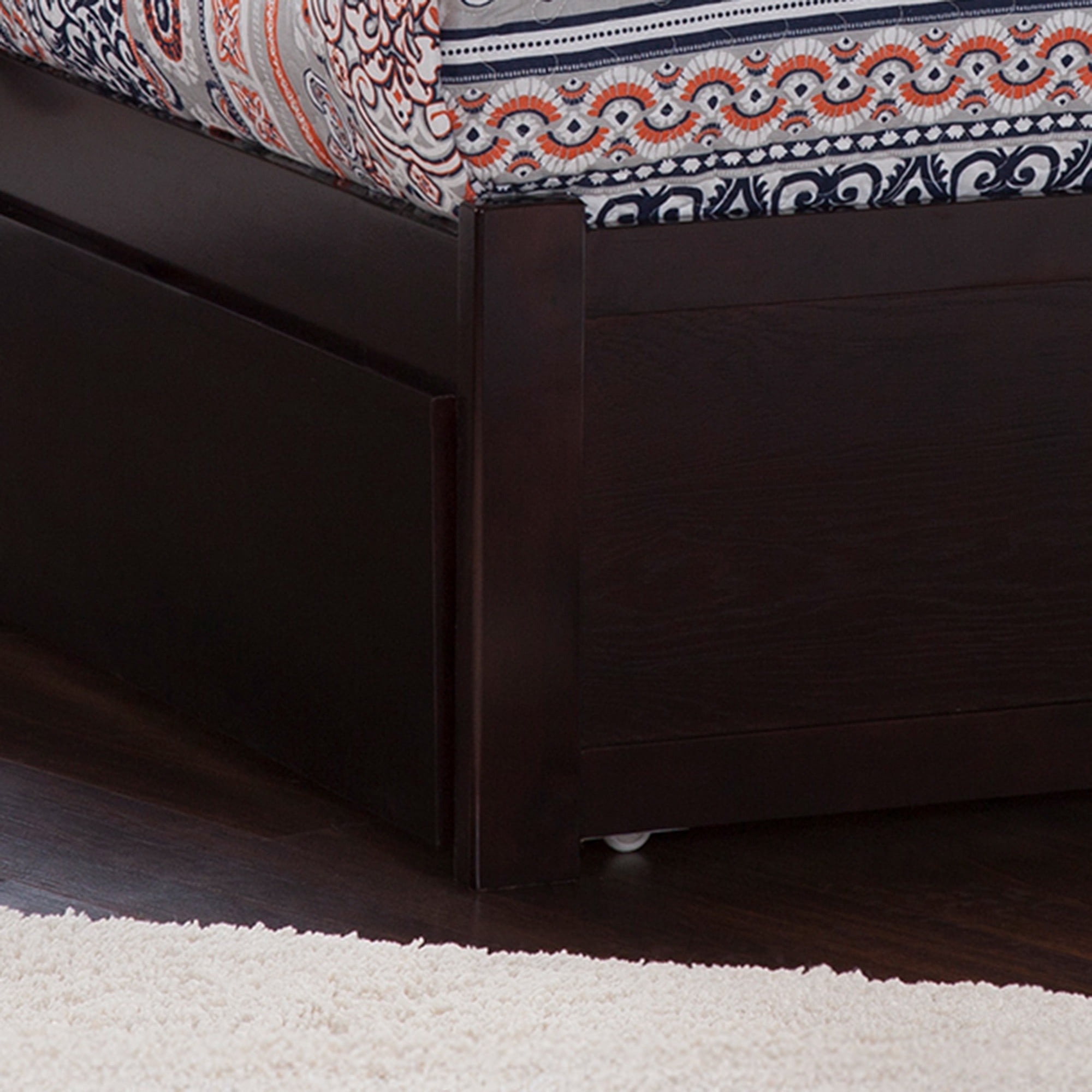 AFI Orlando Queen Wood Platform Bed with Headboard Footboard & Twin XL Trundle, Espresso